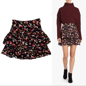 NWT A.L.C. Black Silk Tiered Mini Skirt